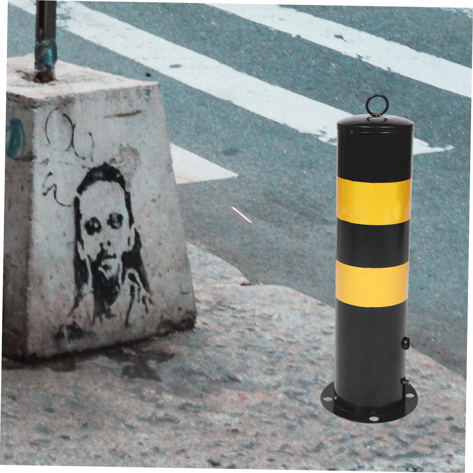 MAGICLULU Poste De Seguridad De Acero Resistente Para Estacionamiento Barrera Protectora De Colores Negro y Amarillo Para Delimitar Entradas y Salidas Áreas Comerciales Industriales Con Supe