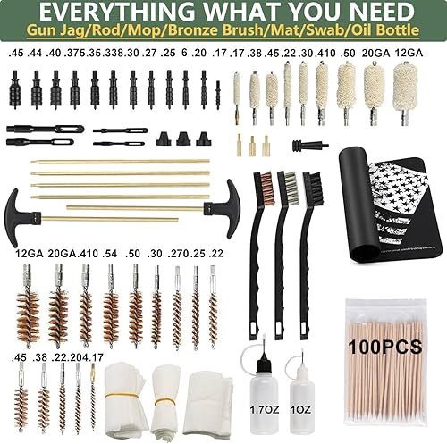 Miniatura 2 de iunio Kit de limpieza de armas, Kit de limpieza universal para todas las calibres de pistola, escopeta y rifle con alfombrilla y estuche portátil