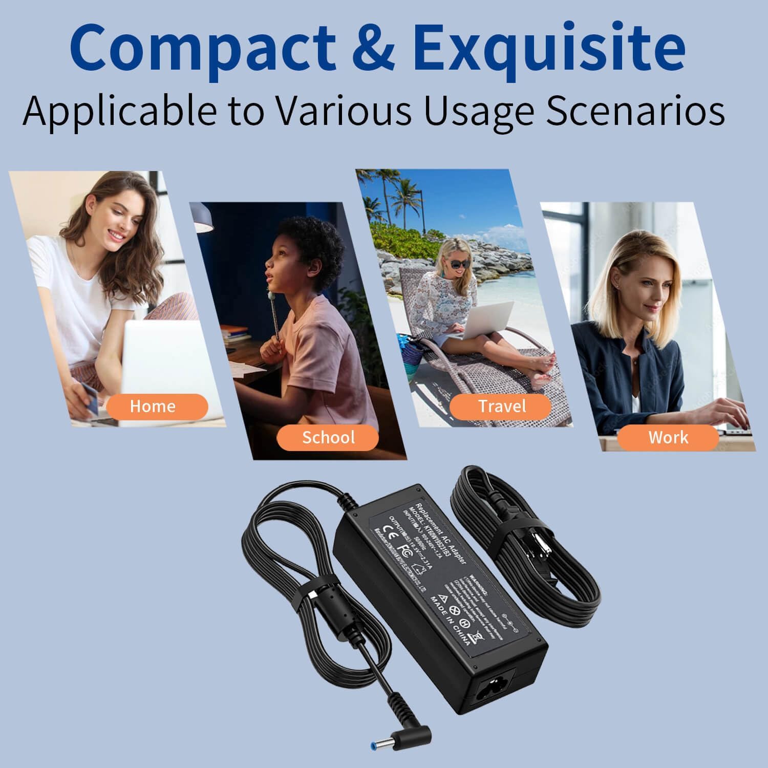 45W 19.5V 2.31A Replacement for HP Laptop Charger Blue Tip,Pavilion x360 Charger 11 13 15, Envy X360 13 15,Zbook 14u G4 G5 15u 15 G3,Stream 11 13 14,HP Model 15 Laptop Charger AC Adapter Power Cord image 6 of 6 B0D1MNYVSY