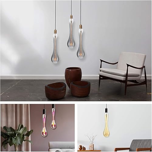 Miniatura 7 de Bombillas Edison decorativas de gran tamaño con base E26, vidrio ámbar, 4 W blanco cálido 2200 K, regulables, bombillas especiales de filamento LED