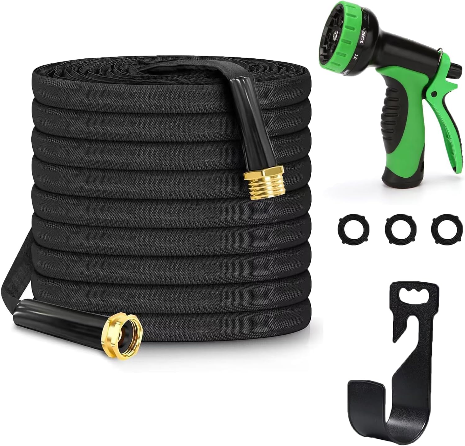 2025 Upgraded 100FT Non-Expanding Garden Hose, FLWORVE Flexible Water Hose with 10 Function Hose Nozzle, Lightweight, Kink Free, High-Pressure, All-Weather Use for Lawns, Garden, Car Wash and Outdoor - Thumbnail 2