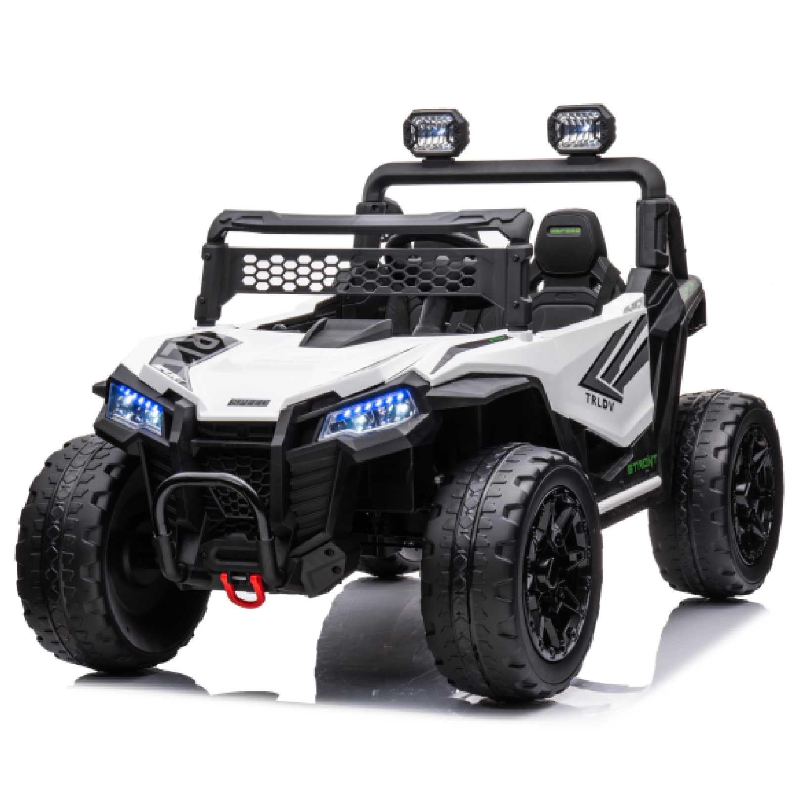 POSTACK 24V 4X4WD Kids UTV, Electric Ride On Toy Car with Remote Control, Battery Powered Ride on Truck for Kids Side by Side Off-Road with EVA Rubber Tires,High/Low Speed for Boys Girls, White