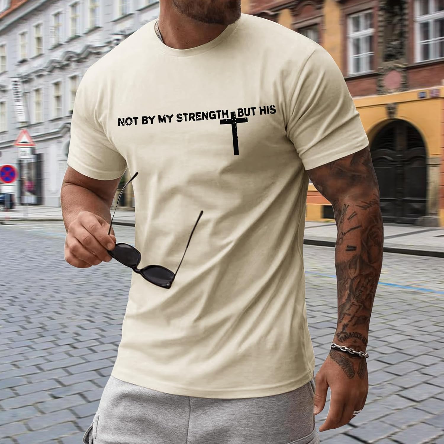 Tuislay Christian Shirts for Men Jesus Cross Shirt Faith Graphic Tees Bible Verse Printed T Shirts Religious Saying Gym Tops - Image 3