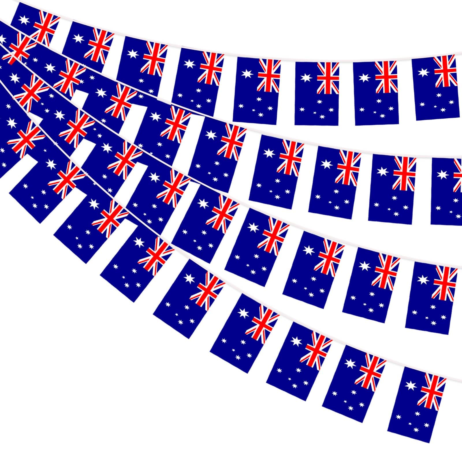 AhfuLife Australien Wimpelkette mit 30 Klein Stück Australisch Flaggen, 2 Stück Beidseitig Rechteck Stoff Australien Wimpel Fahne für Cricket WM 2026 Sportfest Restaurant Bar Zaun Deko