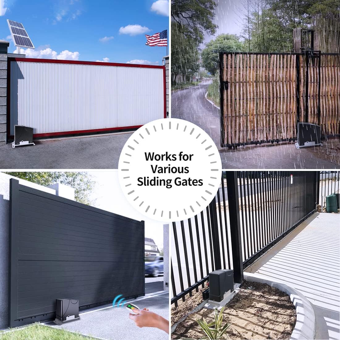 TOPENS DK1000S Solar Sliding Gate Opener Rack Drive Automatic Gate Motor for Heavy Driveway Slide Gates Up to 1800 Pounds, Electric Gate Operator Battery Powered with Solar Panel Remote Control Kit