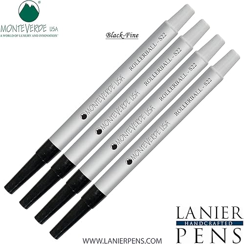 Miniatura 3 de Lanier Combo Pack – Paquete de 4 – Monteverde Rollerball S22 Recarga de tinta para pasta compatible con la mayoría de bolígrafos Sheaffer estilo