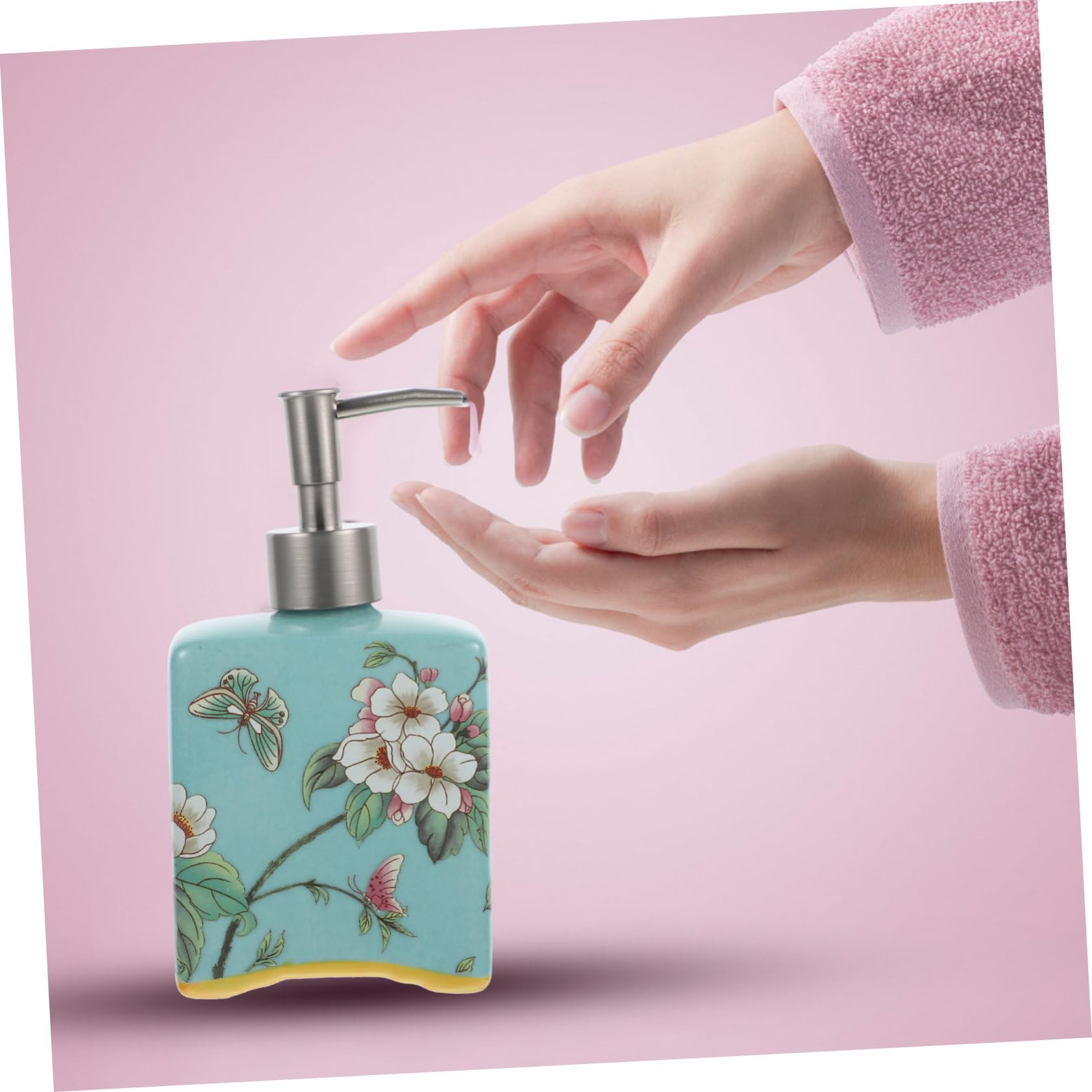 Dispensador de Jabón de Cerámica 410ml con Acero Inoxidable