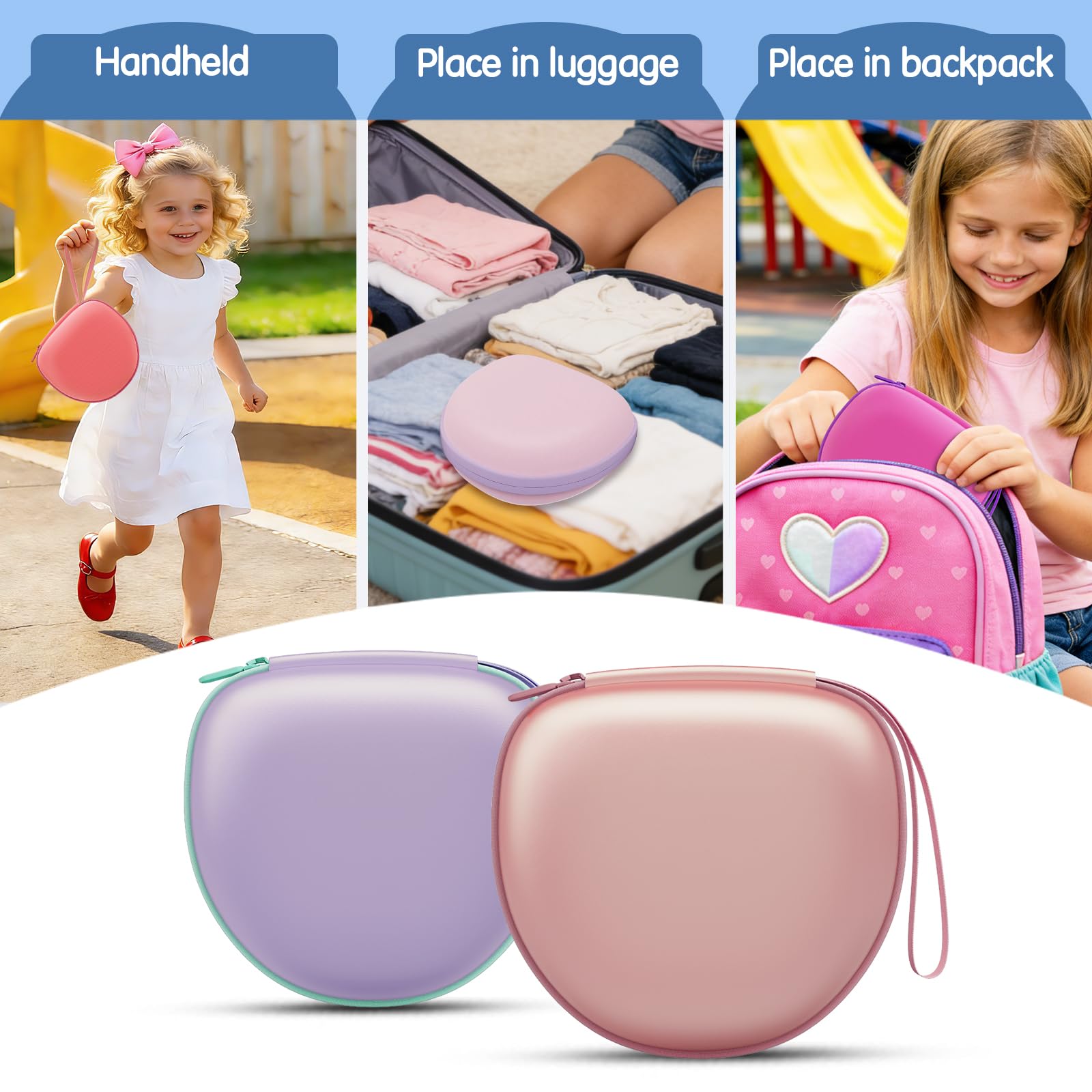 Etui na słuchawki dla dzieci iClever HS19/BTH12/noot products/EarFun K1/Candy Bila/IMYB Foldabe Kids Headphones, NIEBIESKI