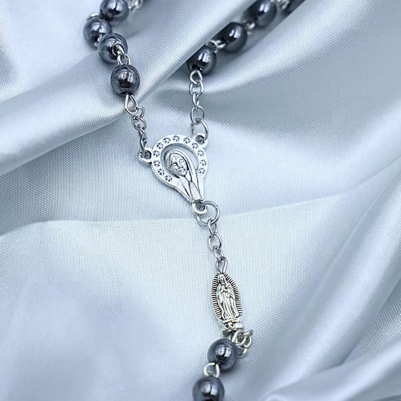 Rosary Beads Catholic for Man and Woman - Natural Black Stone Gemstone Rosary Beads, Catholic Gifts - Image 4