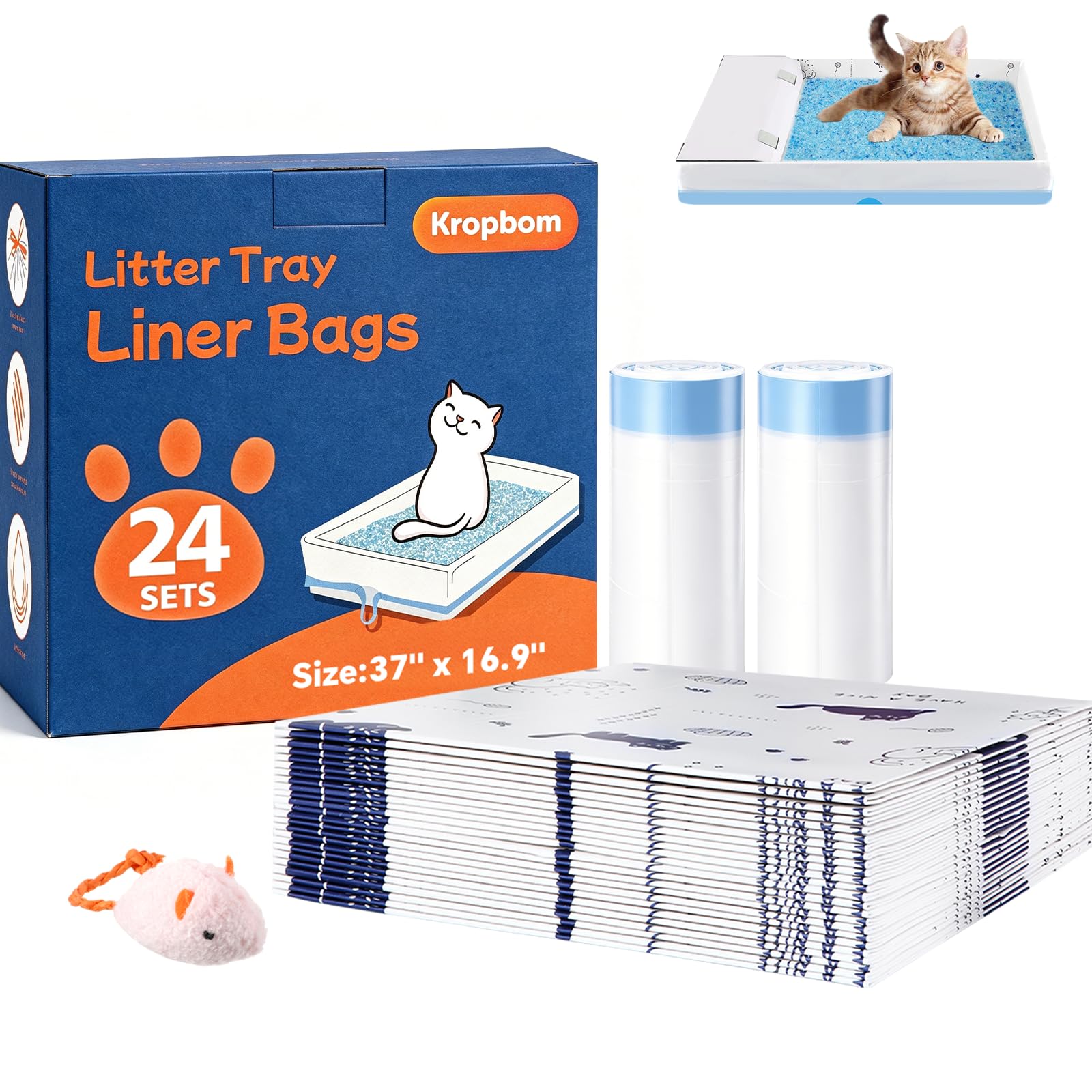 24 Pack Litter Box Liners Compatible with Safe Pets Scoopfree, 37"x16"
