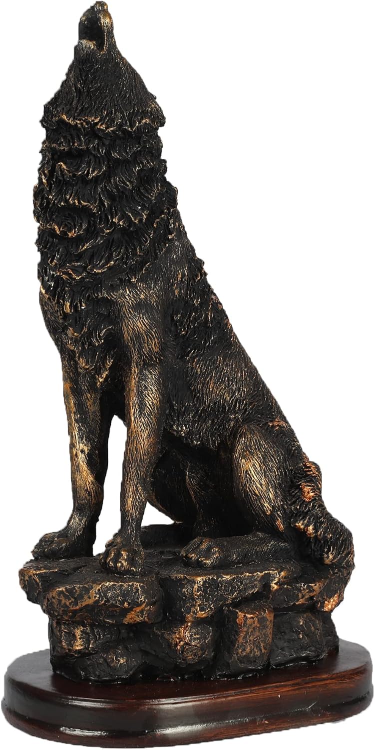 H&W Wolf Statue, 10.5''H Office Desk Decoration, Nordic Style Home and Study Decoration, Collectible Figurines, Best Gift for The Man