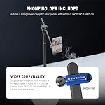 NEEWER BASICS Phone Floor Stand with Horizontal Extension Arm, Adjustable Bed Phone Holder Clamp Mount Compatible with iPhone 16 15 Pro Max Plus Samsung for Video Recording, Weighted Metal Base, ST009