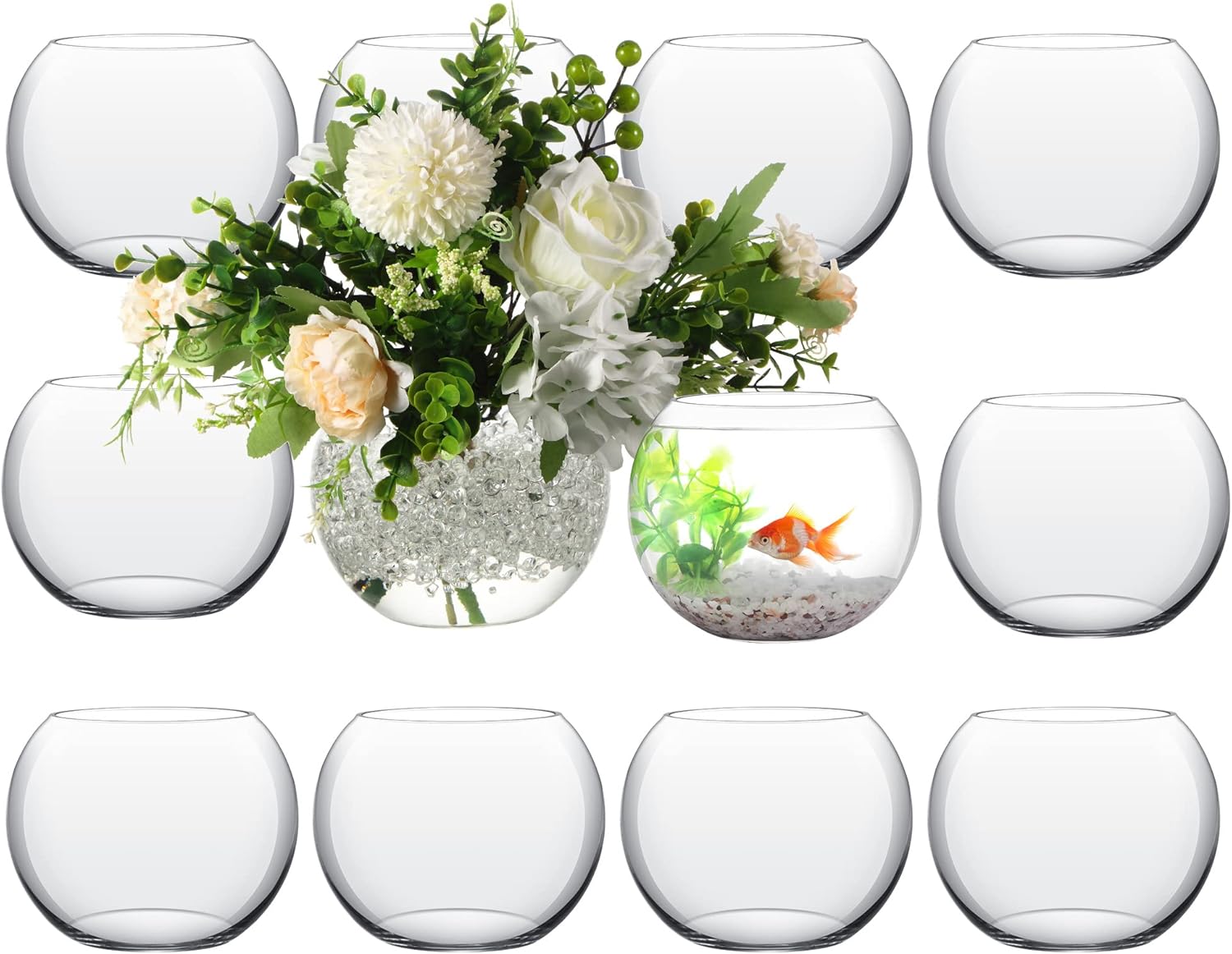12 Pcs Bubble Bowl Vase Centerpiece Round Glass Flower Vase