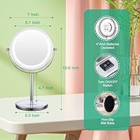 Vista 6 de Espejo de mesa para maquillaje con luz LED, doble cara, de cromo pulido, con aumento 10x de Alhakin