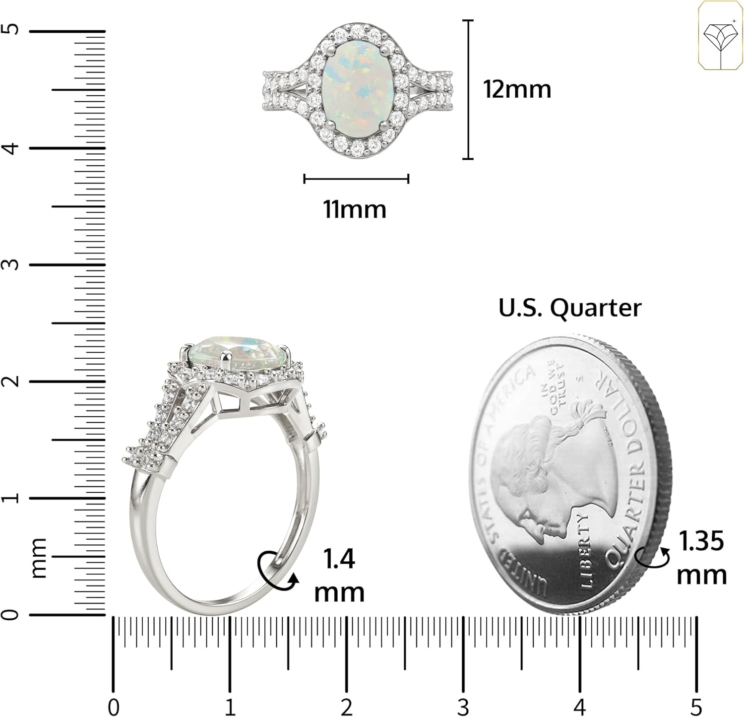 MAX + STONE Solid 10K Gold Oval Cut Gemstone Rings for Women | Anti Tarnishing Halo Birthstone Rings | Real 10kt Gold Cocktail Ring with Gift Box in Sizes 6 to 8 - Image 4