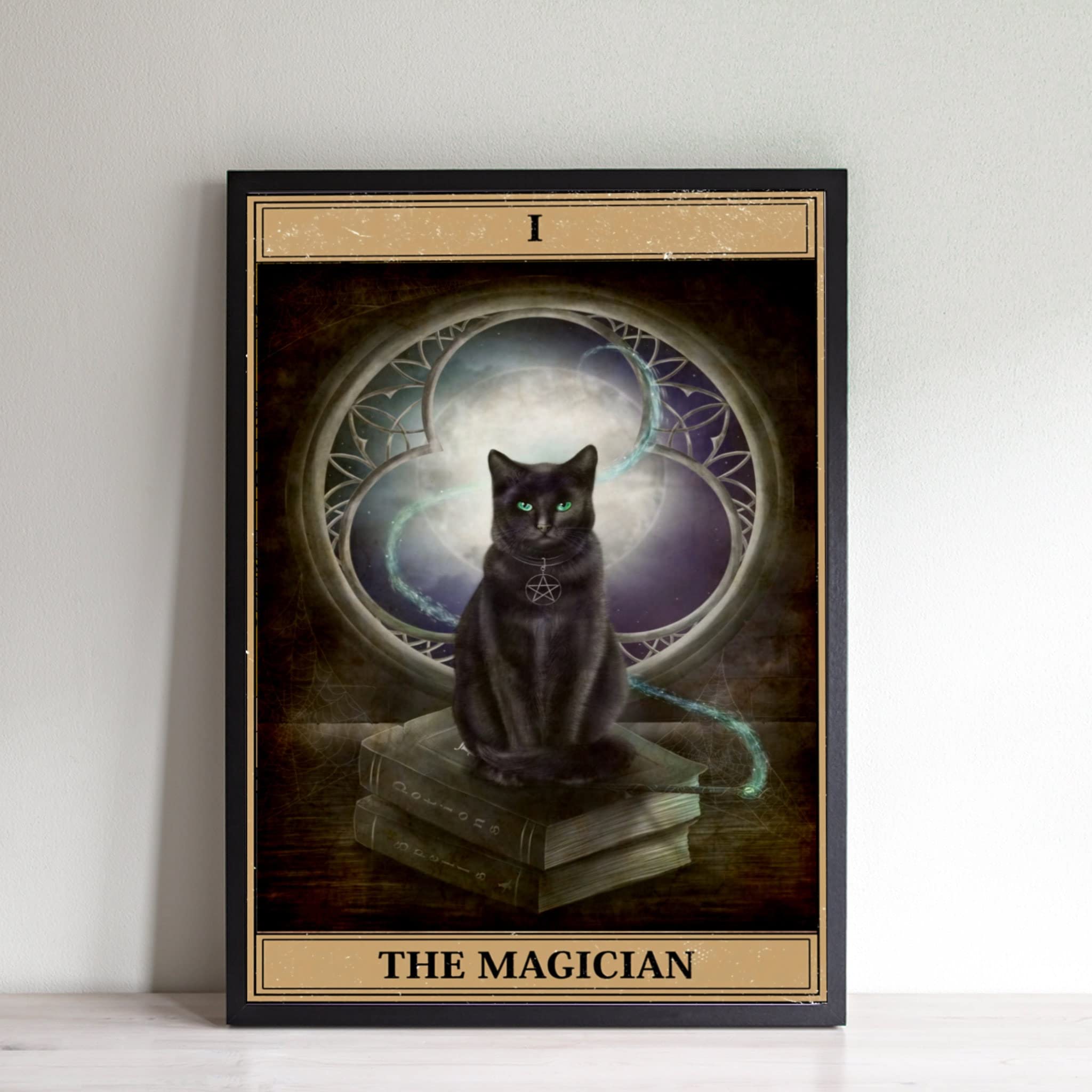 HOUVSSEN The Magician Tarot Card Poster Tarot Card Design The Magician Tarot Deck Lovers Tarot Card The Cat Card Poster Black Cat Magic Chart Metal Tin Sign School Metal Tin Signs 8x12 Inch