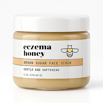 ECZEMA HONEY Brown Sugar Face & Body Scrub - Bath Scrub for Dry Skin - Natural & Gentle Face Scrub Soothes Eczema - Body Care Products for Women & Men - Sensitive Skin Exfoliating Body Scrub 6 Oz
