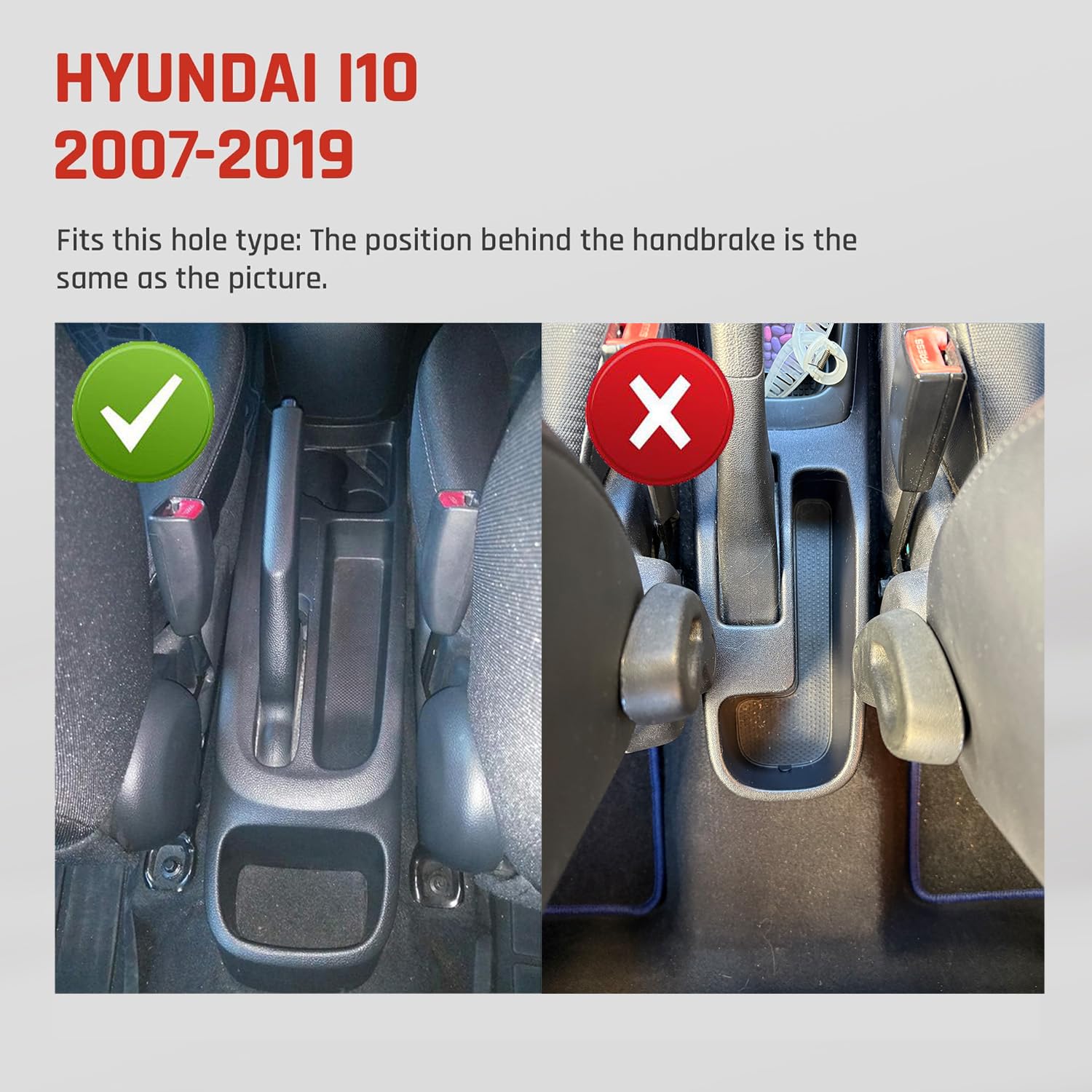 Braccioli auto per Hyundai i10 2007-2019 Console centrali per auto Doppio spazio con portabevande Posteriore Utility Box Facile da montare (linea rossa)