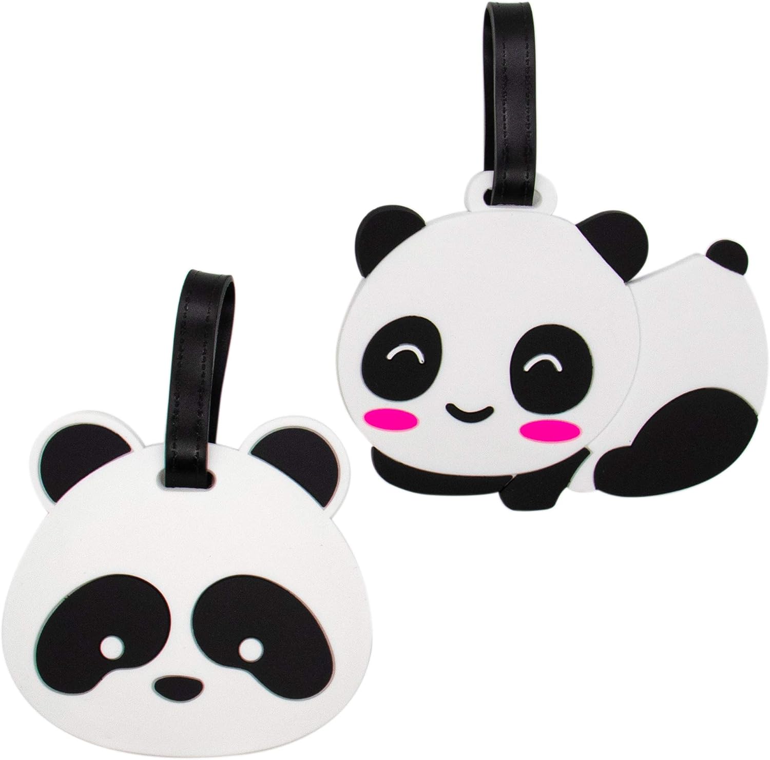 AUEAR, Travel Luggage Tags Cute Unique Cartoon Panda Silicone ID Labels Name Card Holders for Suitcases (3-Pack)