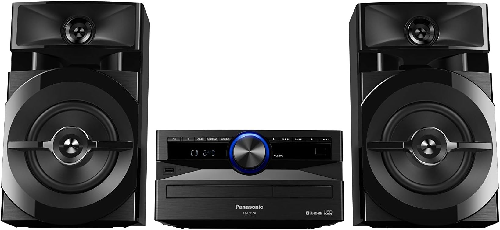 Panasonic SC-UX100E-K Black 300W Mini Hi-Fi System with Bluetooth, USB, CD Player, FM Radio, Manual EQ