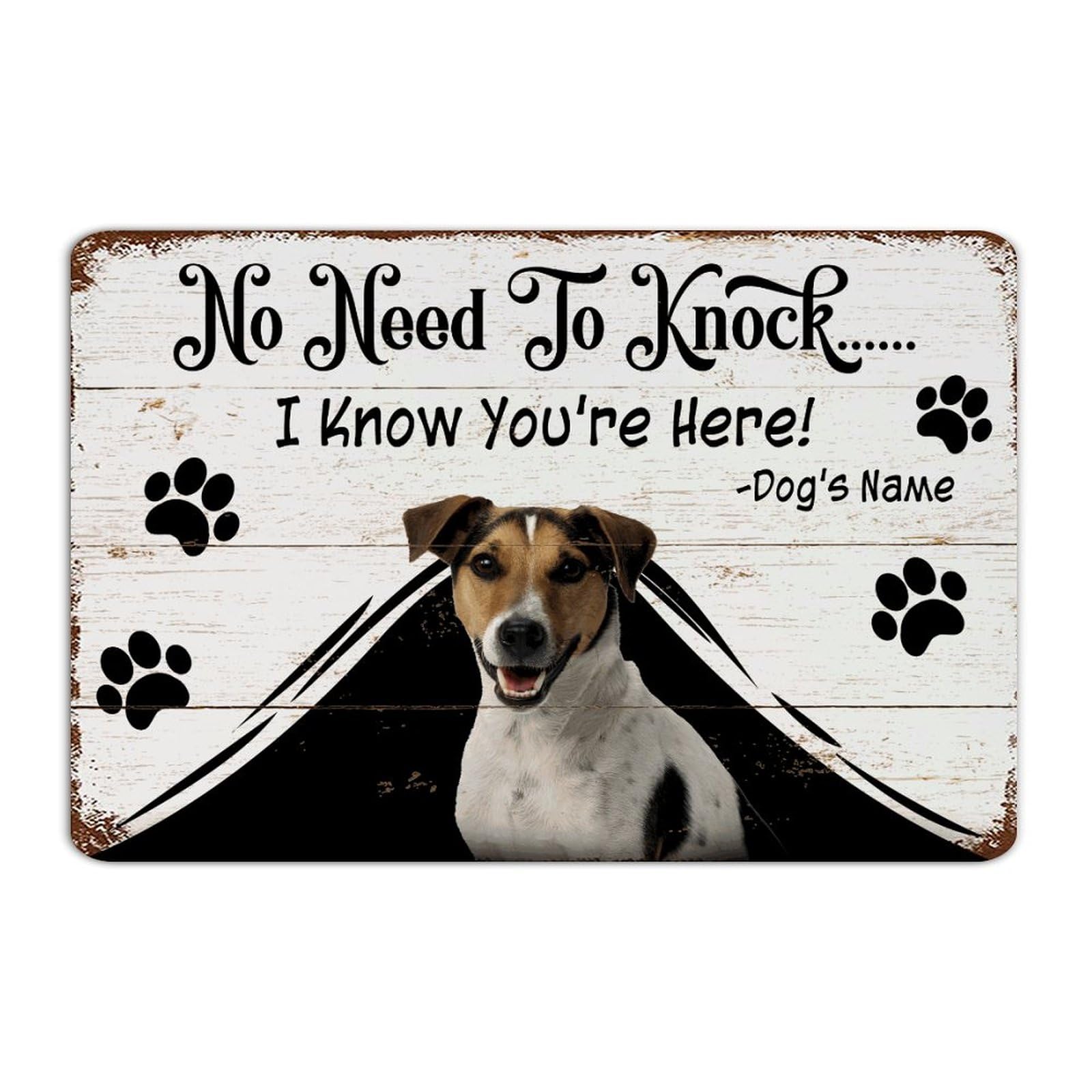 Décoration chambre homme avec panneau métal Jack Russell rustique