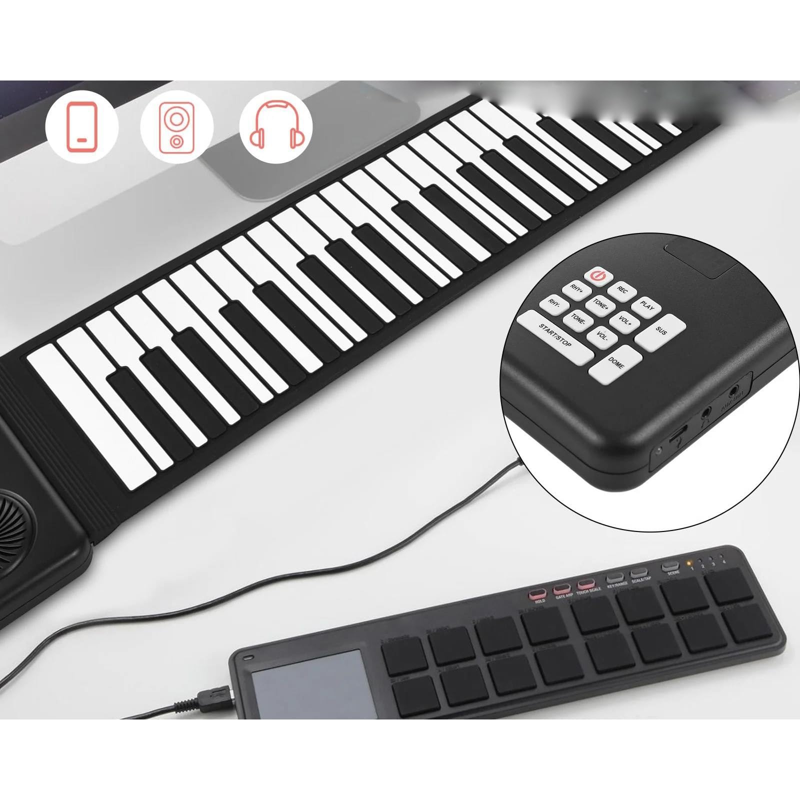 Pianino Elektroniczne 88 Klawiszowy Przenośny Fortepian Z Rolką Elektroniczny Silikonowy Składany Profesjonalny Instrument