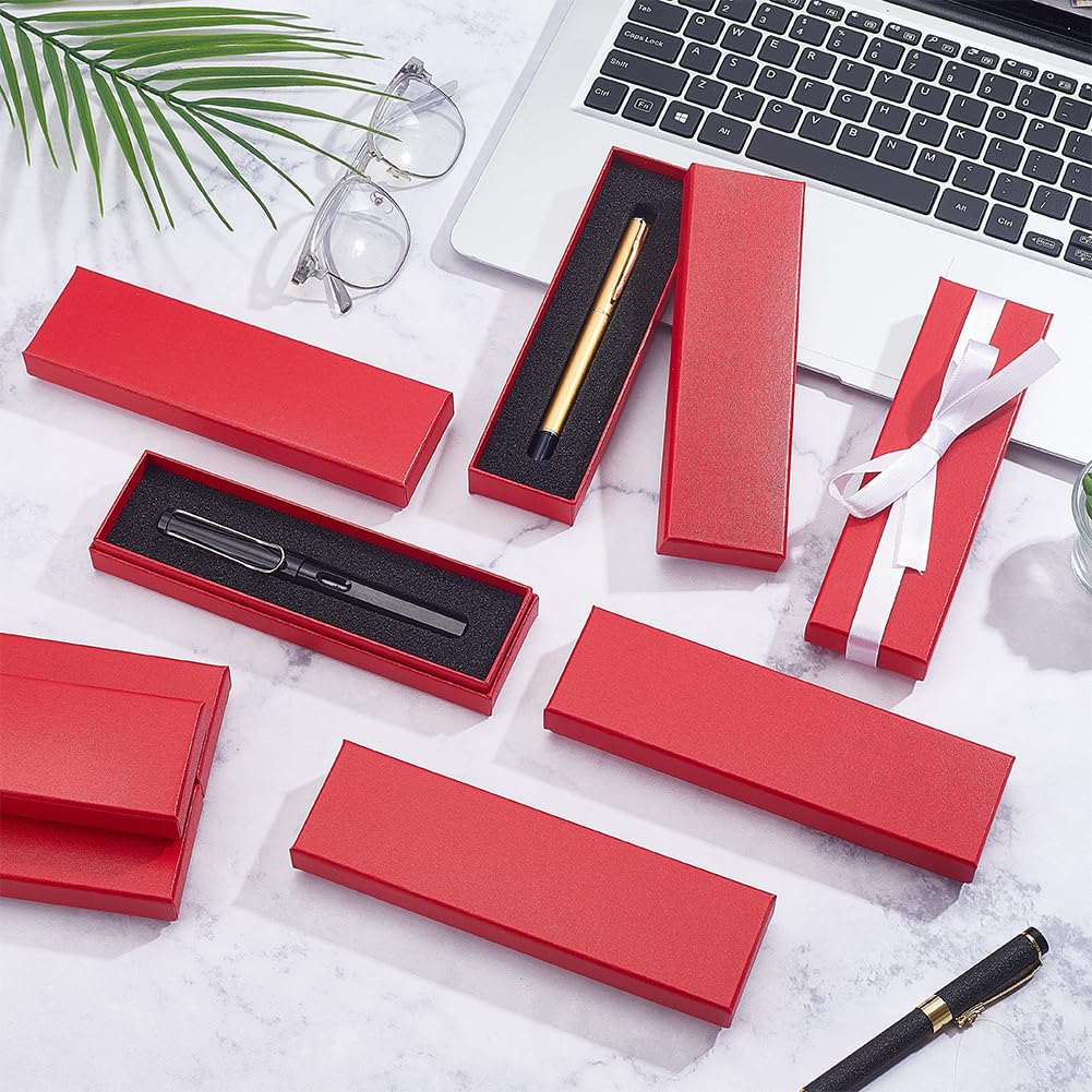 BENECREAT 16 cajas de regalo vacías, 18 x 5,1 x 2,4 cm, cartón, estuches con espuma para joyas, colección de regalos, material de oficina, cumpleaños, recuerdos, color rojo