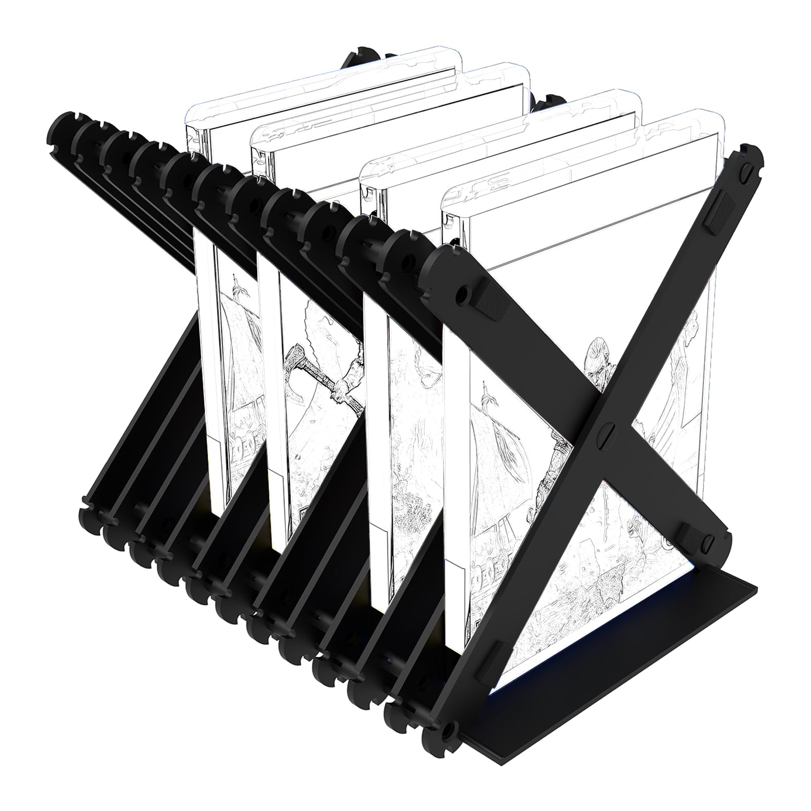 GEEKRIA Box Rack Tower Pieghevole, Supporto Dischi per PS4/PS5/Nintendo Switch/Xbox Series/Xbox Noe/CD/DVD/Film