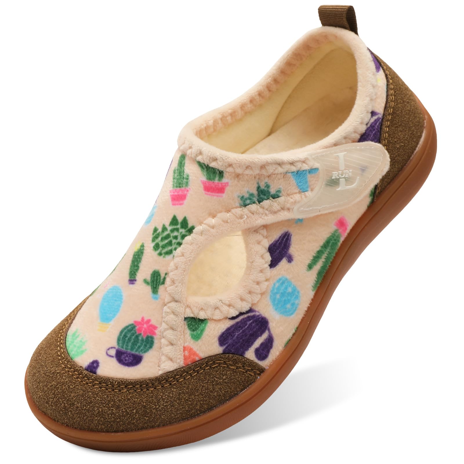 L-RUN Womens Slippers Wide Toe Box Barefoot Diabetic Shoes Women Ladies Winter House Shoes for Indoor and Outdoor