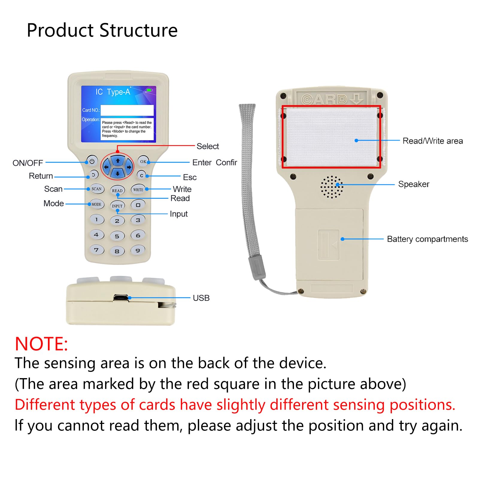 Copier Reader Writer Duplicatore NFC Card Reader 125KHz 13.56MHz 10 Frequenza RFID Smart Card Schermo a colori Decoder di schede crittografate con chiave scrivibile