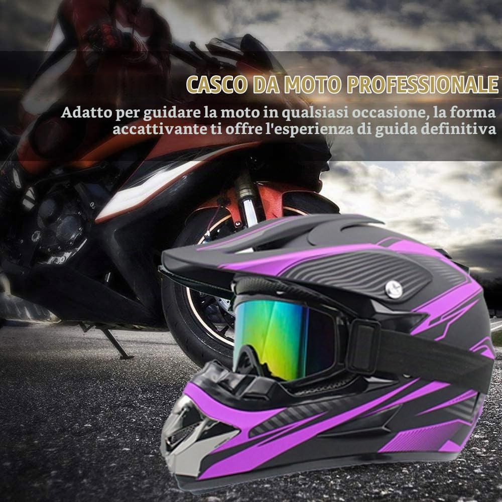 Casco da Motocross Casco ATV Offroad Casco Dirt Bike Per Giovani Unisex Casco da Moto Con Guanti Occhiali Mascherina Approvato DOT