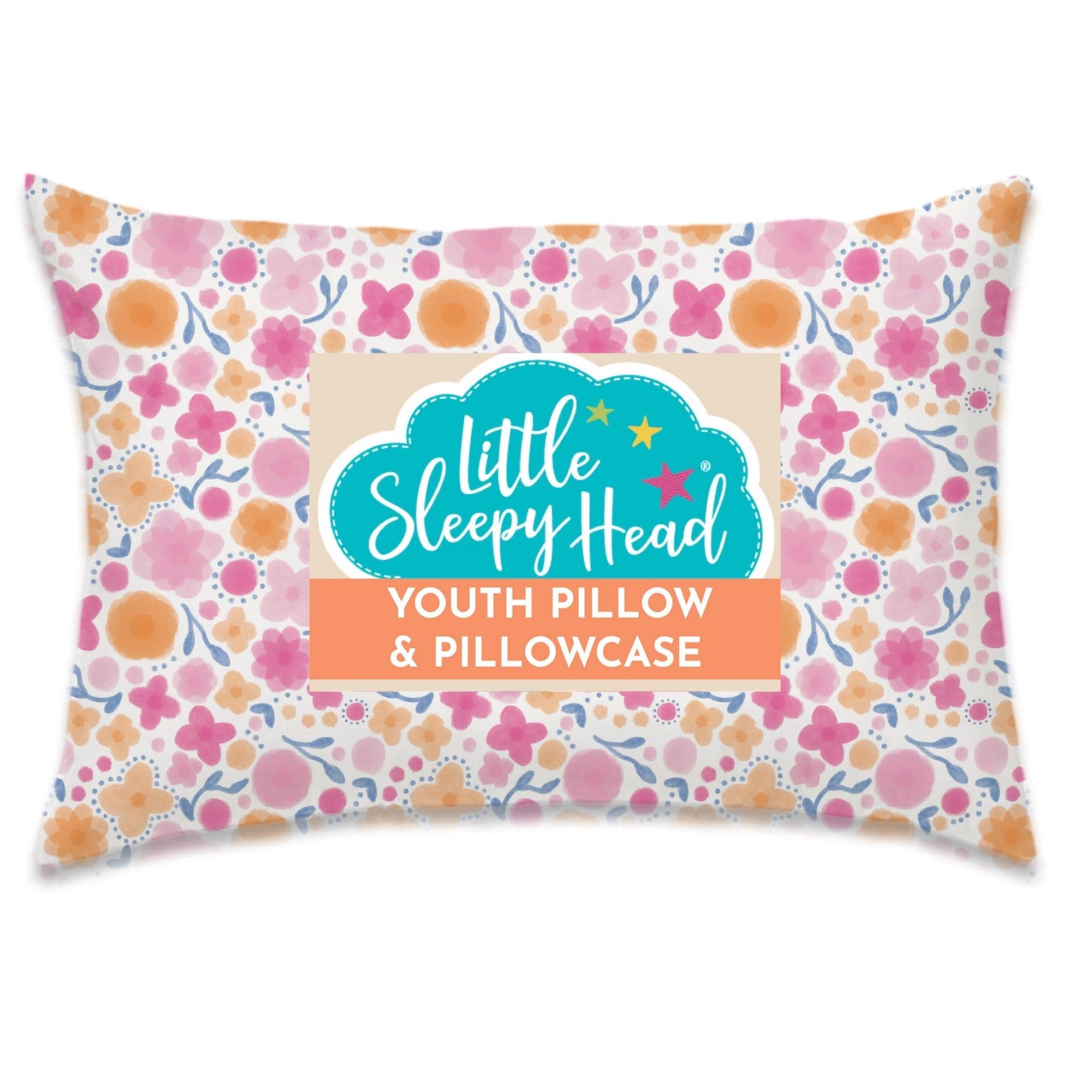 Little Sleepy Head Youth Pillow 16x22 with Hypoallergenic Cotton Pillow case Youth Pillows for Sleeping Age 5-10 - Snugly Designed Youth Neck Pillows