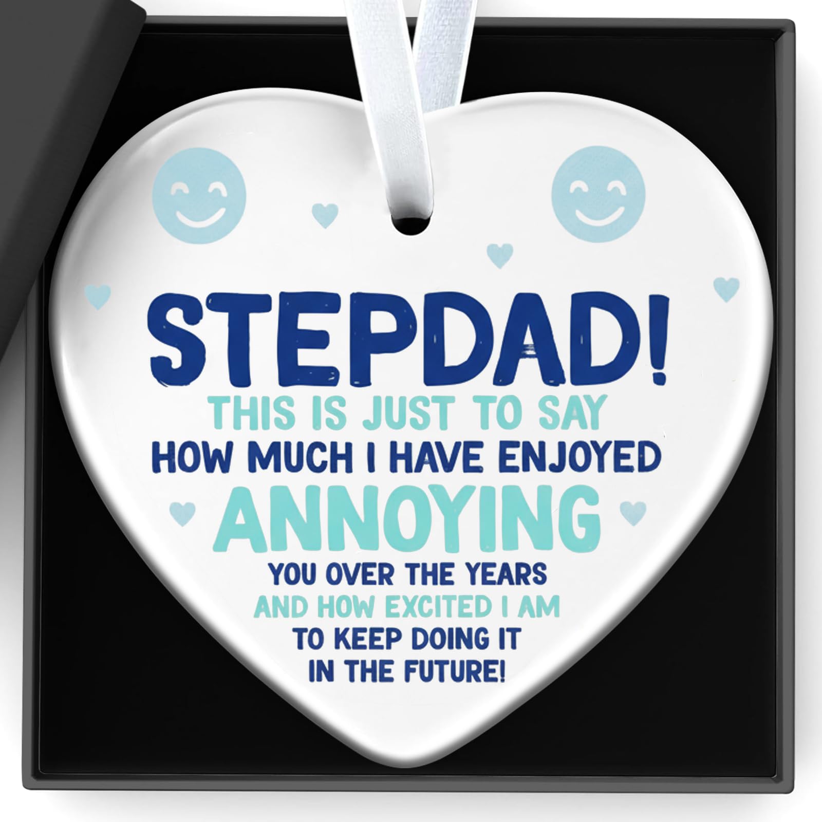 Step Dad Gifts Ceramic Heart Plaque - Sentimental Step Dad Gift Ideas for Father's Day Birthday Christmas - Best Under Decorative Wall Hanging - Unique Gift for Dad Stepfather