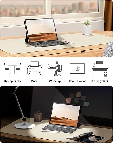 Miniatura 60 de YSAGi Protector de escritorio de cuero, tapete de oficina, alfombrilla grande para mouse, antideslizante, de piel sintética, almohadilla