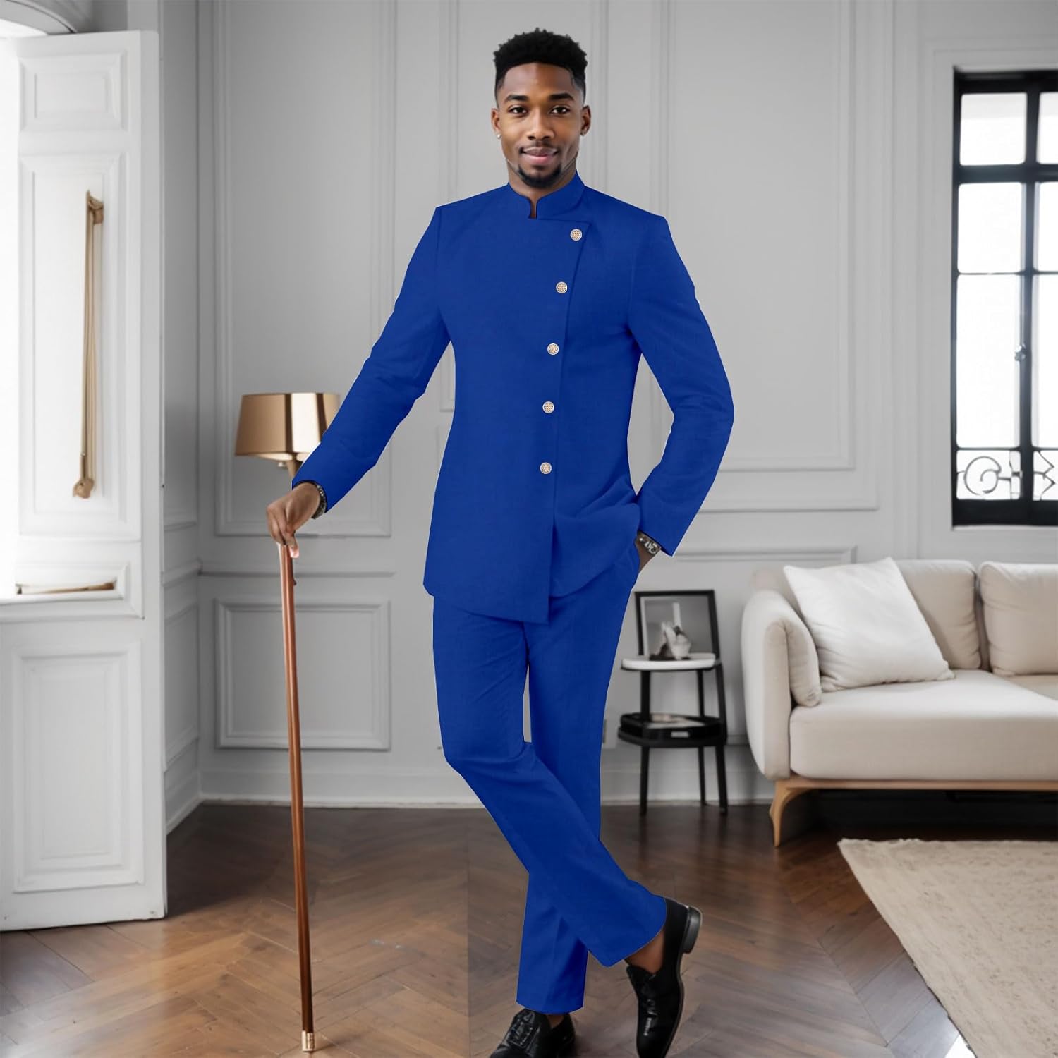 Men's Business Suit Slim Fit Single Breasted Blazer Jacket Pants Set Solid Wedding Dress Suit