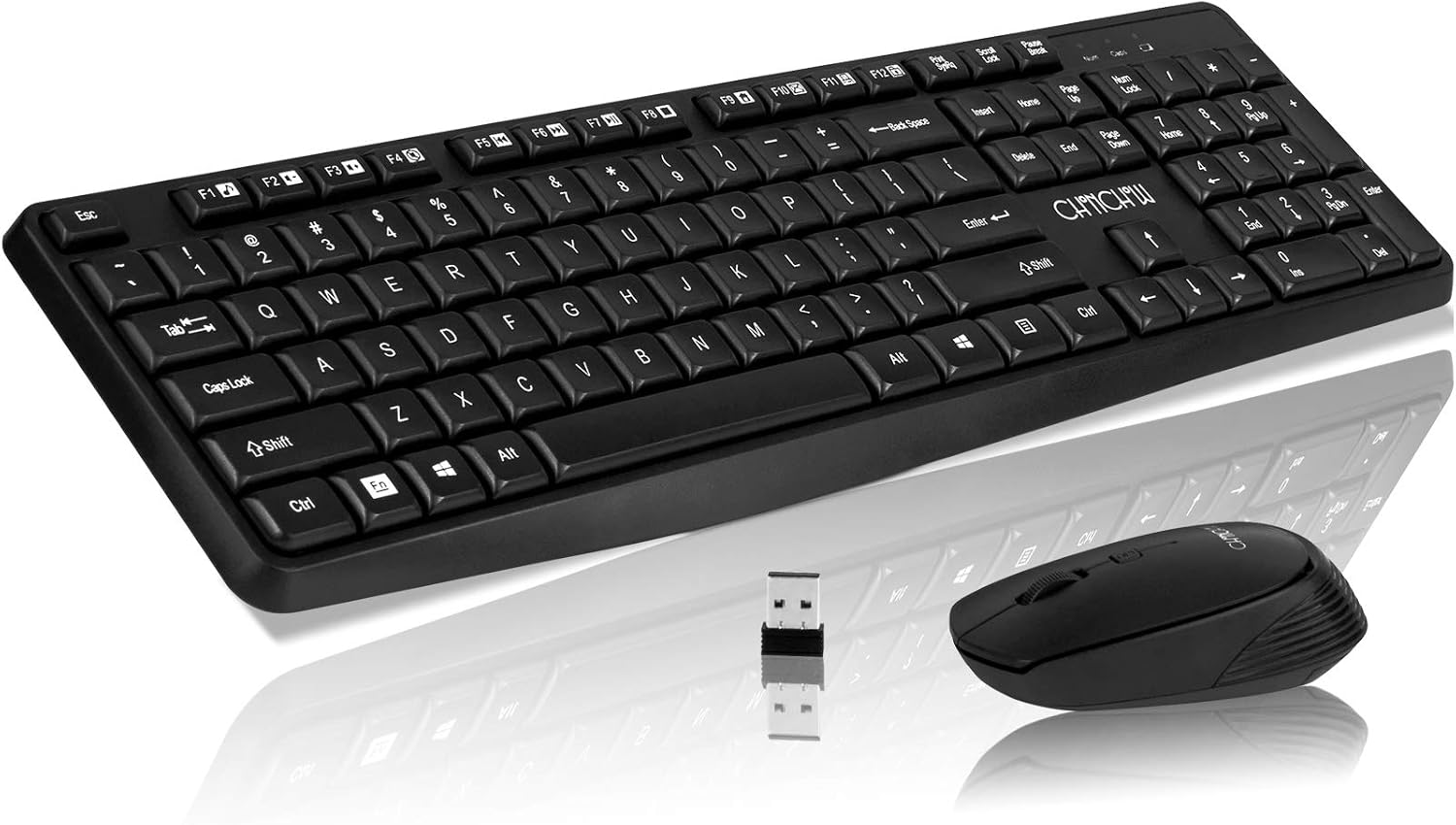 CHONCHOW Compact Wireless Keyboard and Mouse Combo[Energy Saving && Whisper Quiet], 2.4GHz Computer Keyboard, 3 Level DPI Adjustable Wireless Mouse with Independent On/Off Switch for Laptop PC Mac
