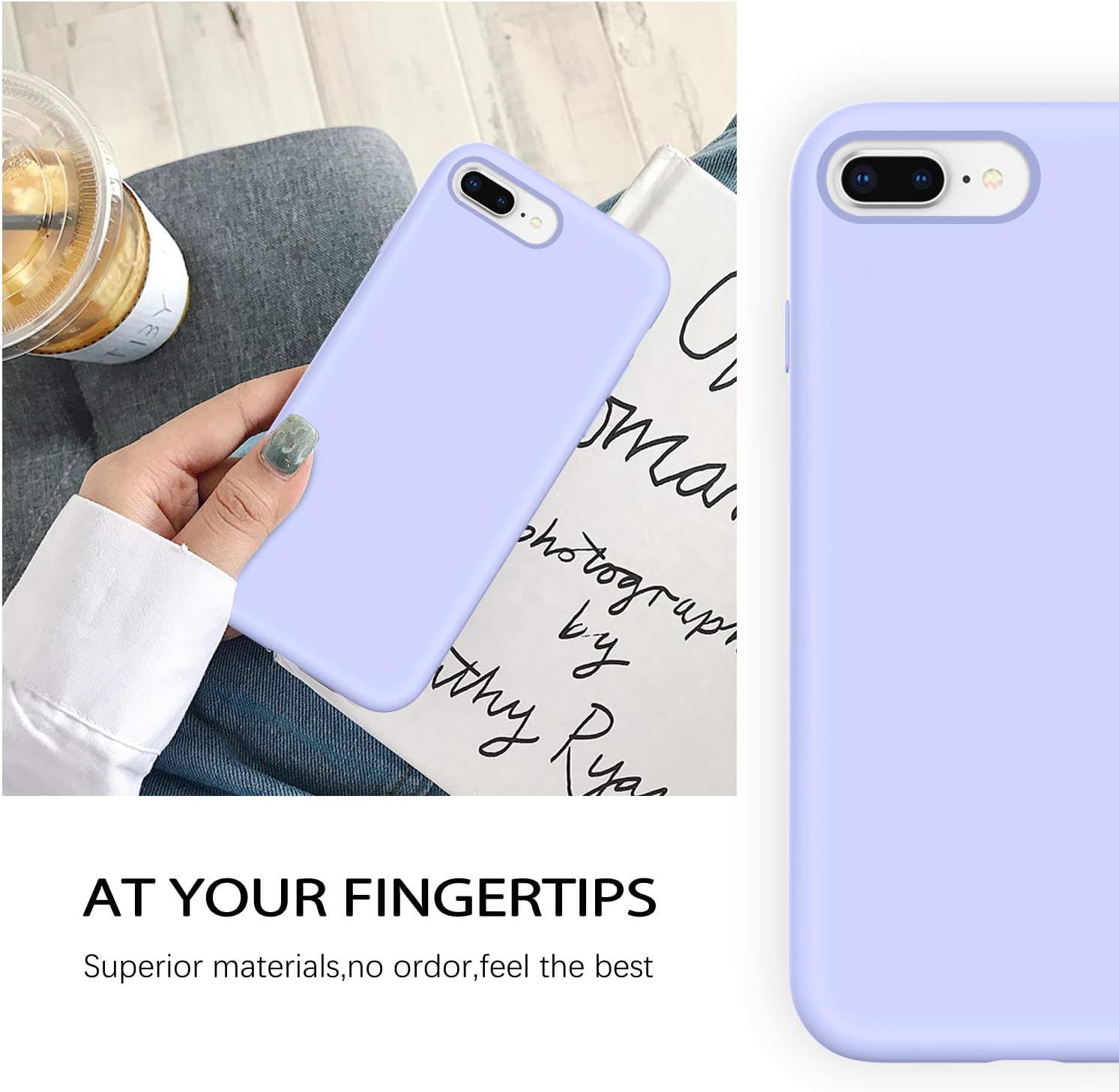 DUEDUE iPhone 8 Plus Case, iPhone 7 Plus Case, Liquid Silicone Soft Gel Rubber Slim Cover with Microfiber Cloth Lining Cushion Shockproof Full Protective Case for iPhone 8 Plus/iPhone 7 Plus, Purple