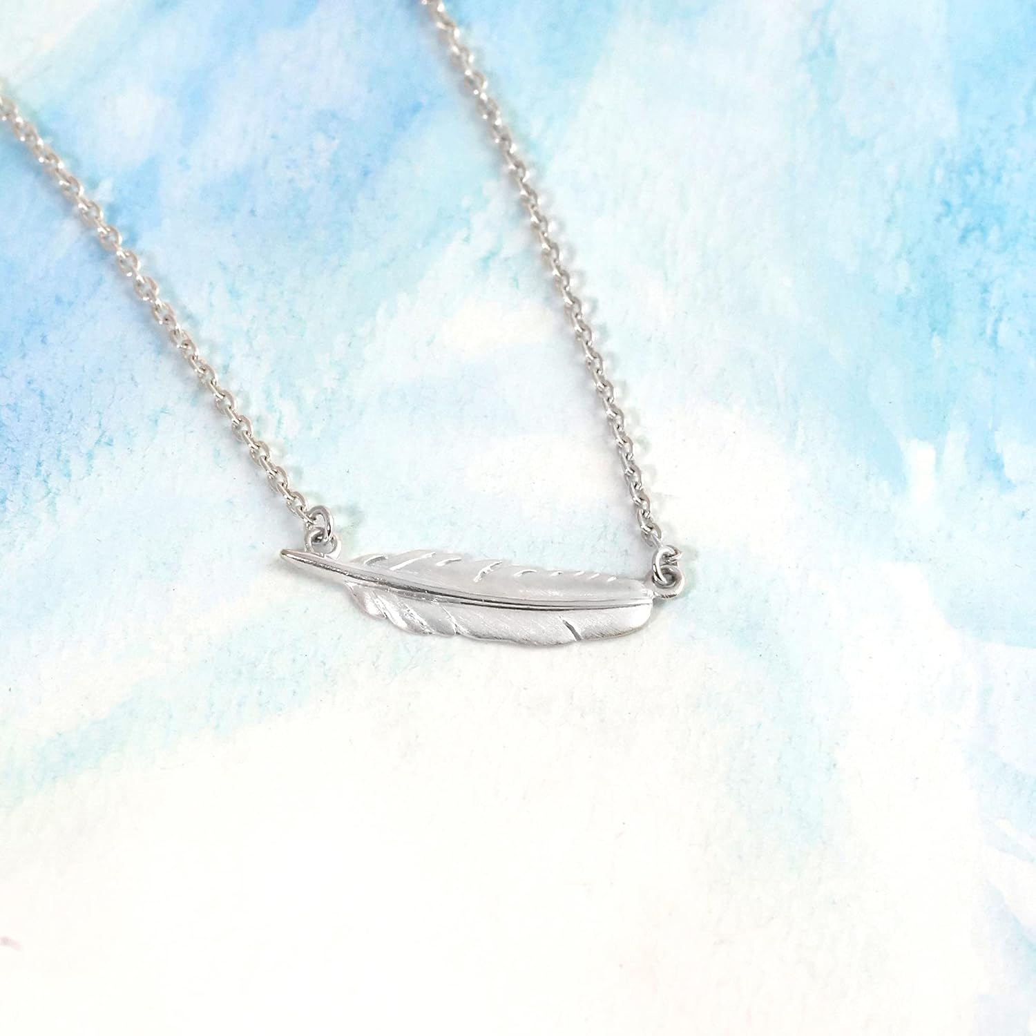 Boma Jewelry Sterling Silver Feather Necklace, 16 inches - Image 4