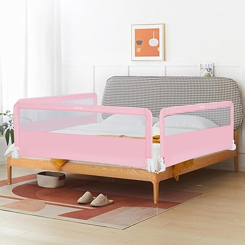 Miniatura 9 de INFANS Riel de cama para niños pequeños, riel plegable de seguridad para cuna de bebé de 58 pulgadas para niños individuales, barandilla de cama