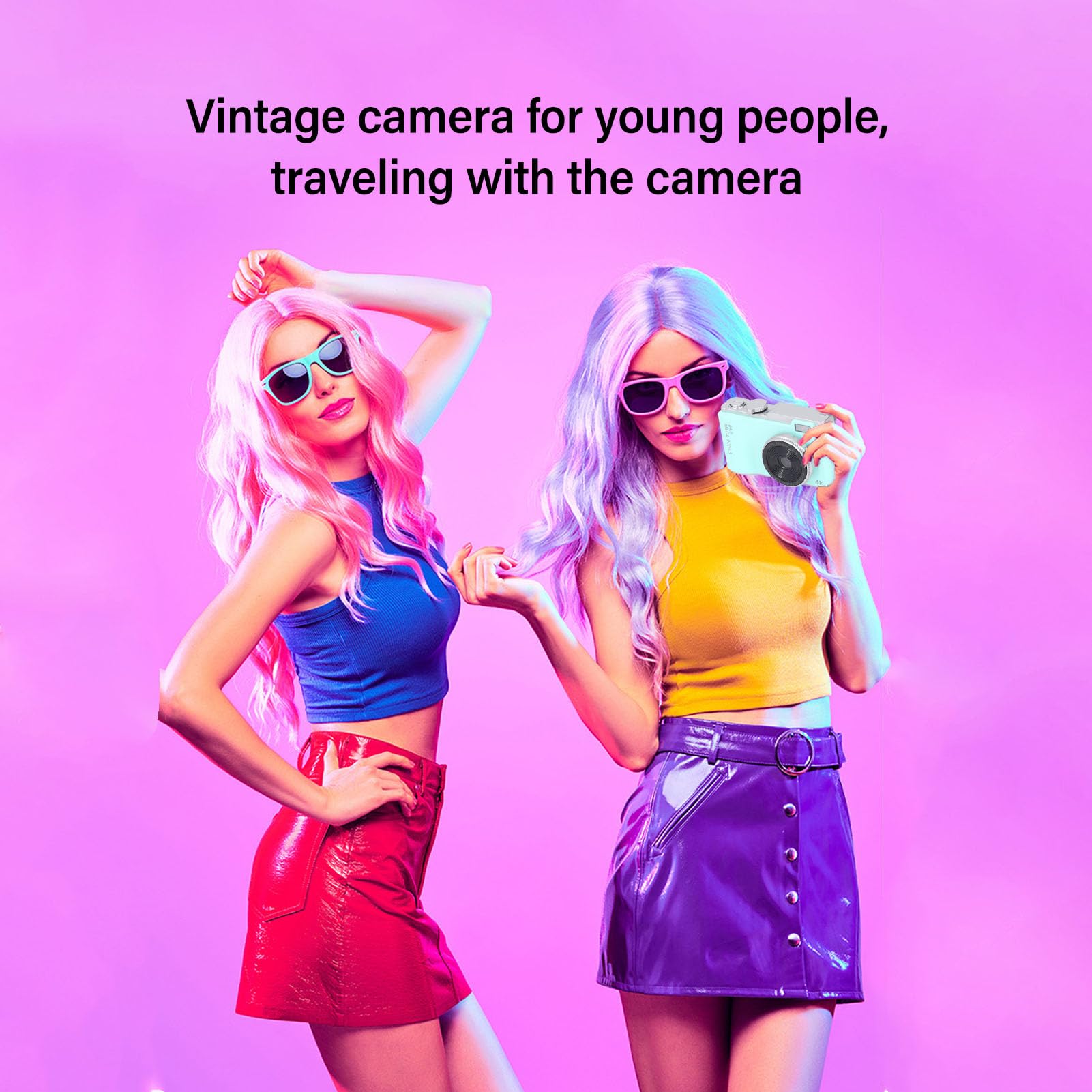 Appareil Photo Numérique Rétro 1080P, Appareil Photo Numérique Point and Shoot 48MP Vintage, Caméra Selfie FHD - Écran HD 2,4 Pouces, Zoom Numérique 16X, Double Objectif