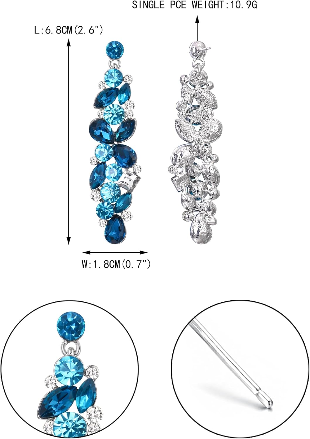 EVER FAITH Bridal Tear Drop Flower Cluster Dangle Earrings Crystal Rhinestone - Image 5