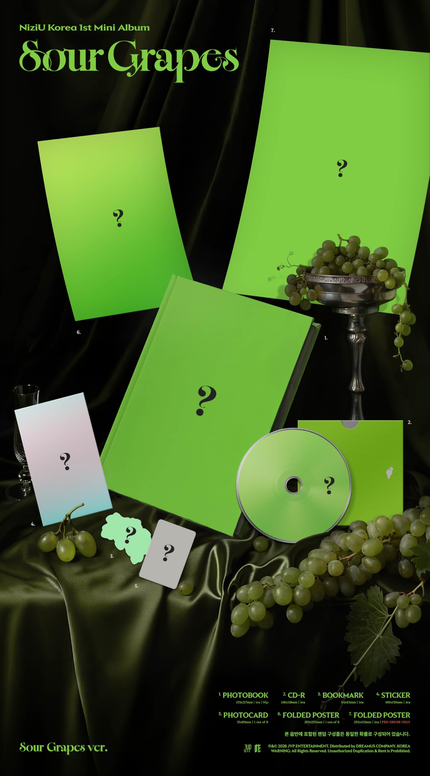 Sour Grapes NiziU Album [Sniper ver. + Sour Grapes ver. (2 Full Set)]+Pre Order Benefits+BolsVos Idol-Inspired Freebies Korea 1st Mini Album