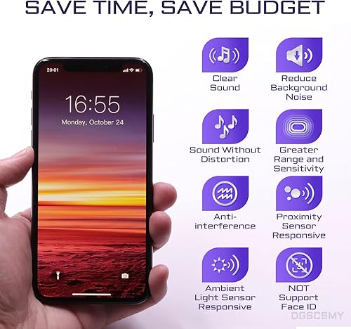 Miniatura 5 de Para iPhone 11 Auricular Altavoz Delantero Reemplazo Reparación 6.1 ", Módulo de Oído Parte OEM con Sensor de Luz Ambiental Flex Cable Conector