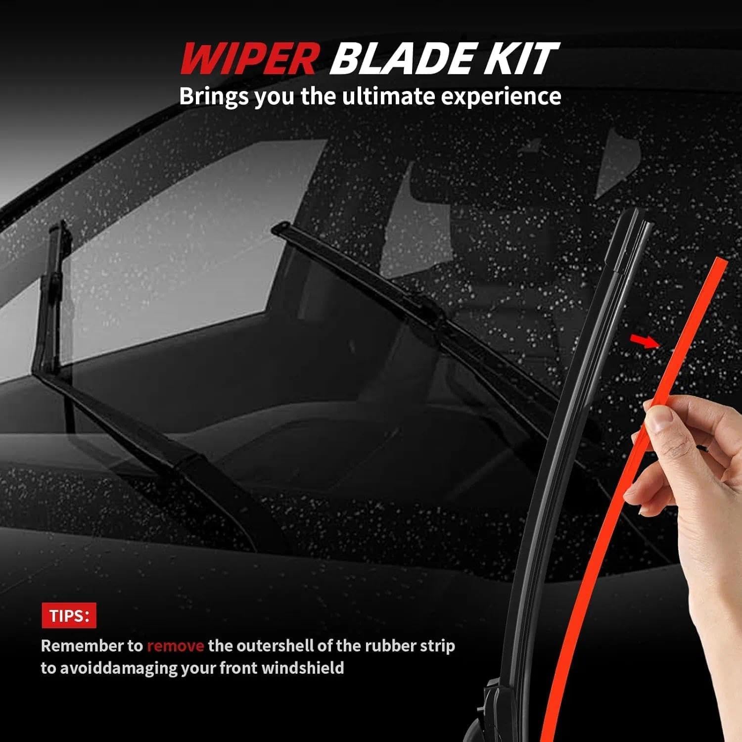 OTUAYAUTO Windshield Wiper Blades Replacement for 2022 2023 2024 2025 Chevy Equinox All-Extreme Weather Performance Quiet No Trace Front and Rear Wipers U/J Hook 24"+18"+12" (Pack of 3)