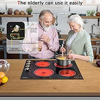 Vista 2 de Karinear Estufa eléctrica de 24 pulgadas, estufa eléctrica de 4 quemadores, control de perilla radiante integrado, bloqueo de seguridad