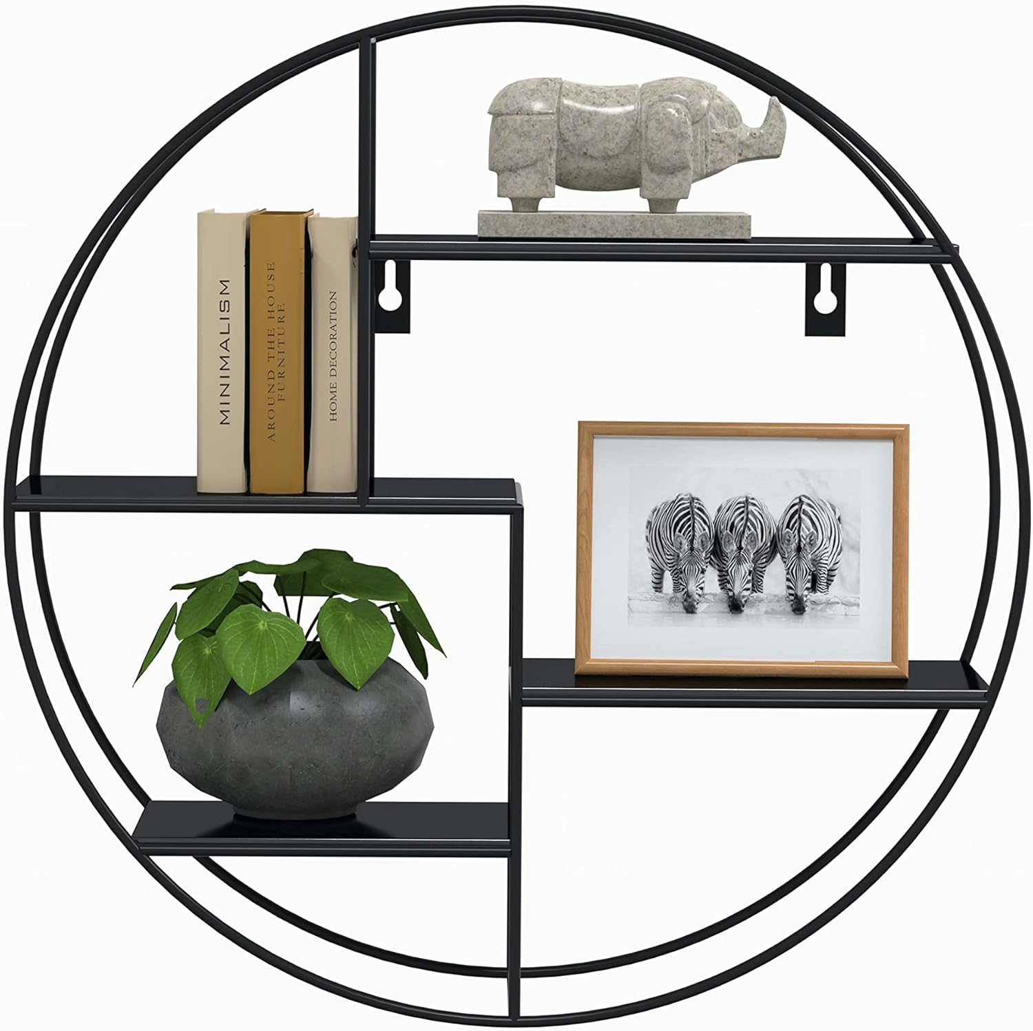 Gadgy Circle Wall Shelf Round with 4 Shelves Floating Circle Shelf