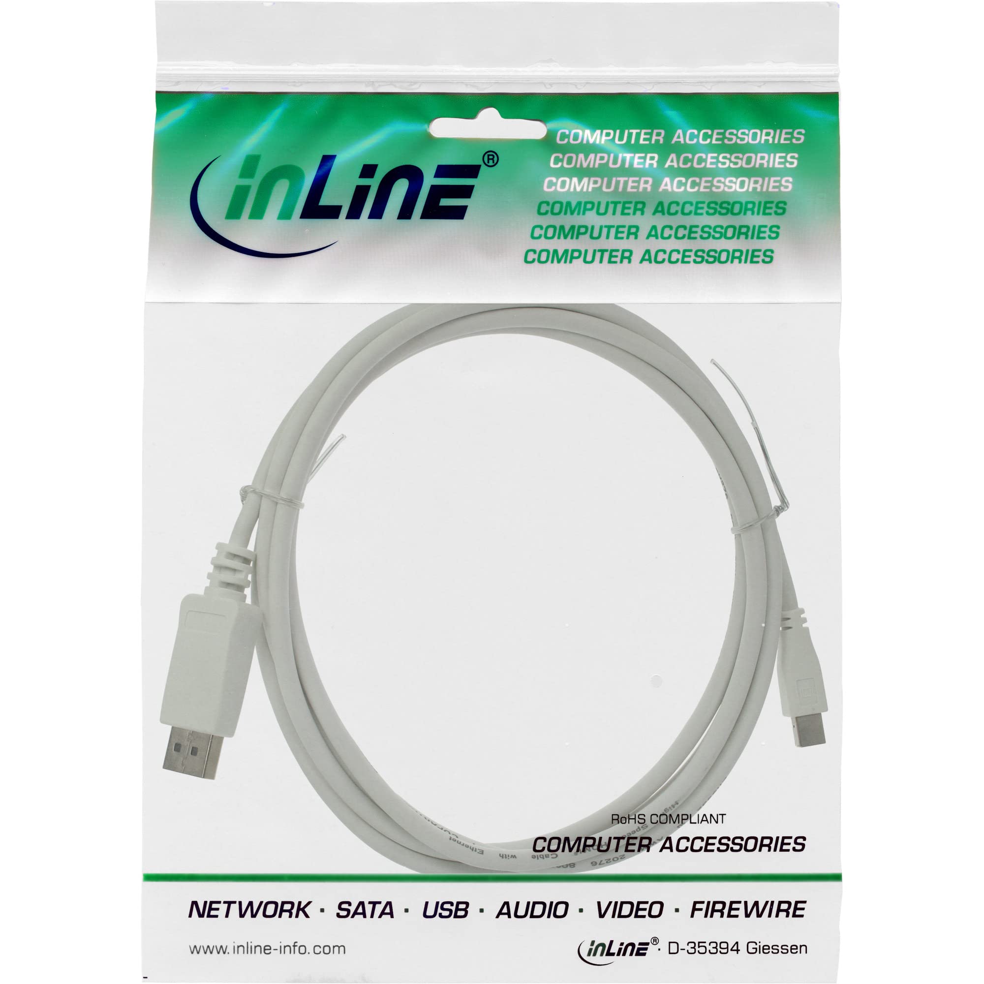 InLine 17133 Câble Mini DisplayPort vers DisplayPort Blanc 3 m