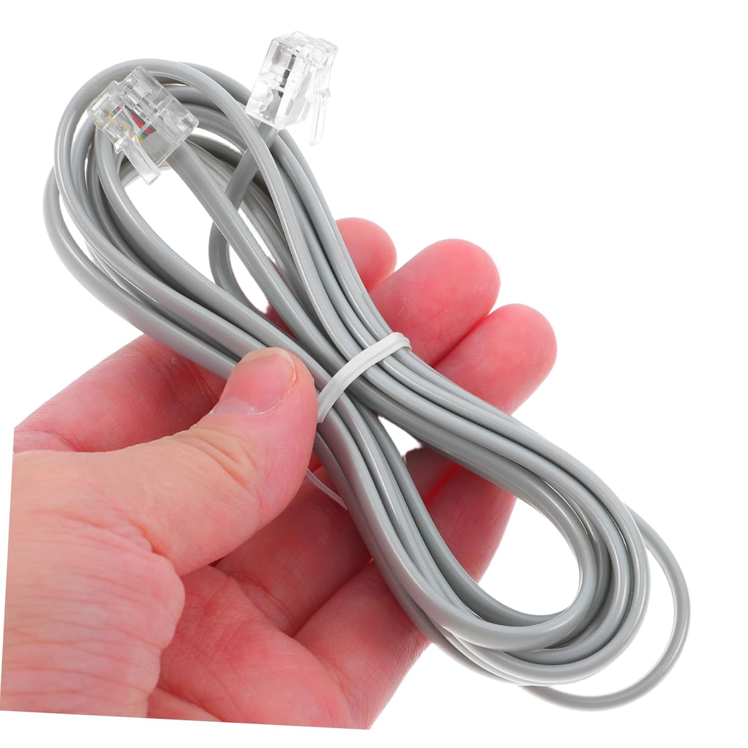 KOMBIUDA 10pcs PC Phone Cord Extension Cables Silver Gray Pure Copper Core PVC Landline Telephone Line Cord for Office Hotel Fax Machines
