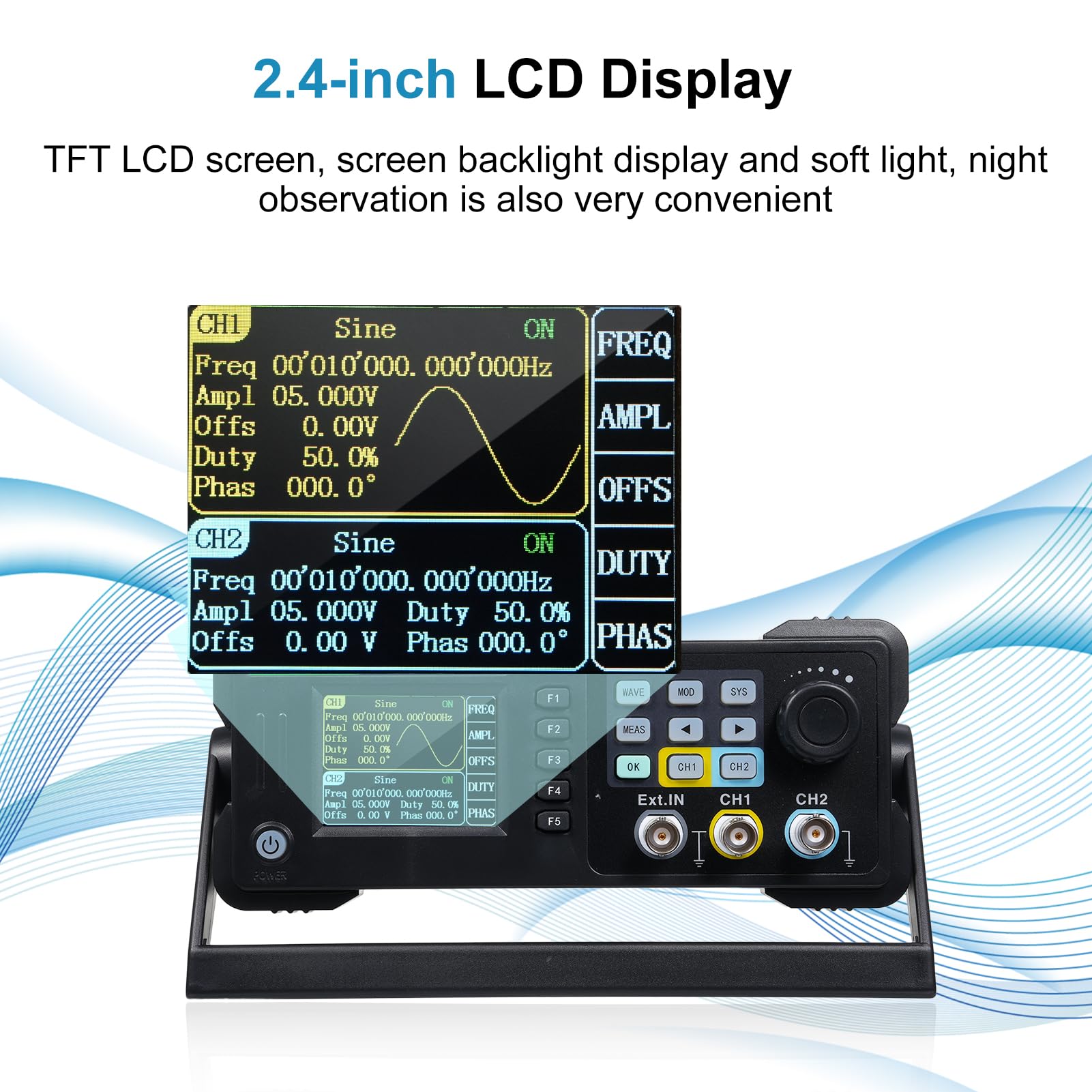 Generador de funciones de señal ET3320C, medidor de frecuencia de forma de onda arbitraria DDS de 20 MHz con comunicación USB, dos canales