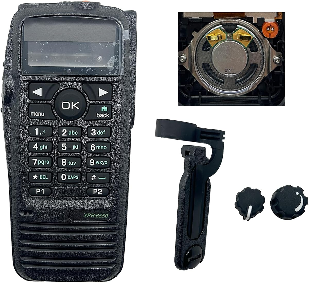 XPR6550 XPR6580 Front Housing Case Kit Replacement for XPR6550 Radio | Radio Repair Housing Kit with Speaker Knobs and Sticker Compatible with XPR6580 XPR6550 Two Way Radios